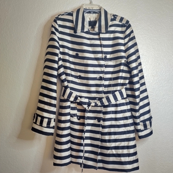 NWT Banana Republic Monogram lightweight striped trench coat sz Xl - Picture 2 of 8